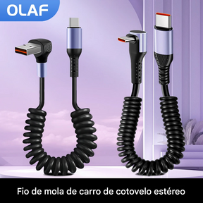Cabo USB-C 66W Tipo Mola  com Carregamento Rápido Tipo-C