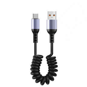 Cabo USB-C 66W Tipo Mola  com Carregamento Rápido Tipo-C