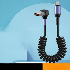Cabo USB-C 66W Tipo Mola  com Carregamento Rápido Tipo-C