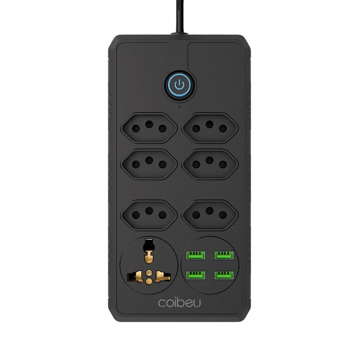 Régua de Tomadas com Extensão - 2 Metros, Portas USB, 110-220V, Compatível com Padrão Brasileiro