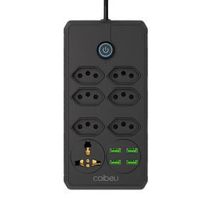 Régua de Tomadas com Extensão - 2 Metros, Portas USB, 110-220V, Compatível com Padrão Brasileiro