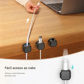Organizador de Cabos com Clipe Magnético para Mesa e Escritório