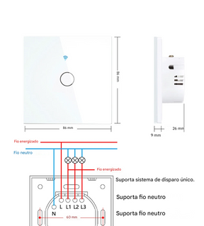 Interruptor de Luz Inteligente Axus UE Wi-Fi Touch