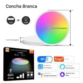 Luminária LED Plafon Inteligente Tuya Wi-Fi 24W 220V RGB com Controle por App Alex