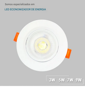 Spot LED Embutido com Ângulo Ajustável 3W a 12W Rotativo