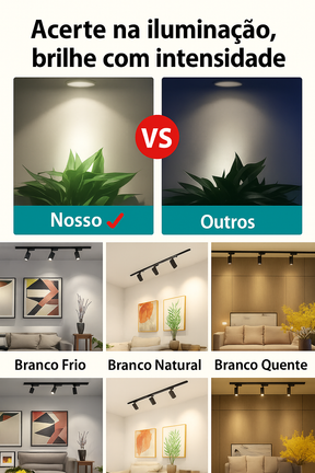 6 Unidades Spot LED de Trilho 220V - PRETO