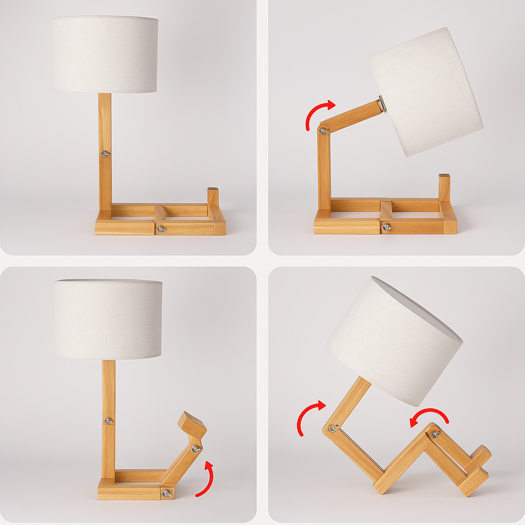 Luminária de Mesa Criativa Luxuosa de Madeira Para Decoração Moderna