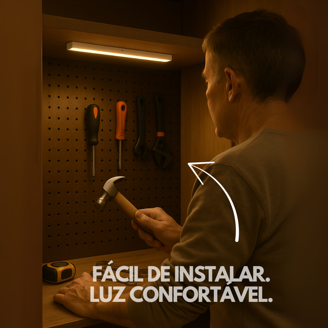 Kit Completo Luminária LED Sem Fio com Bateria Mega Potente Recarregável e Sensor de Movimento