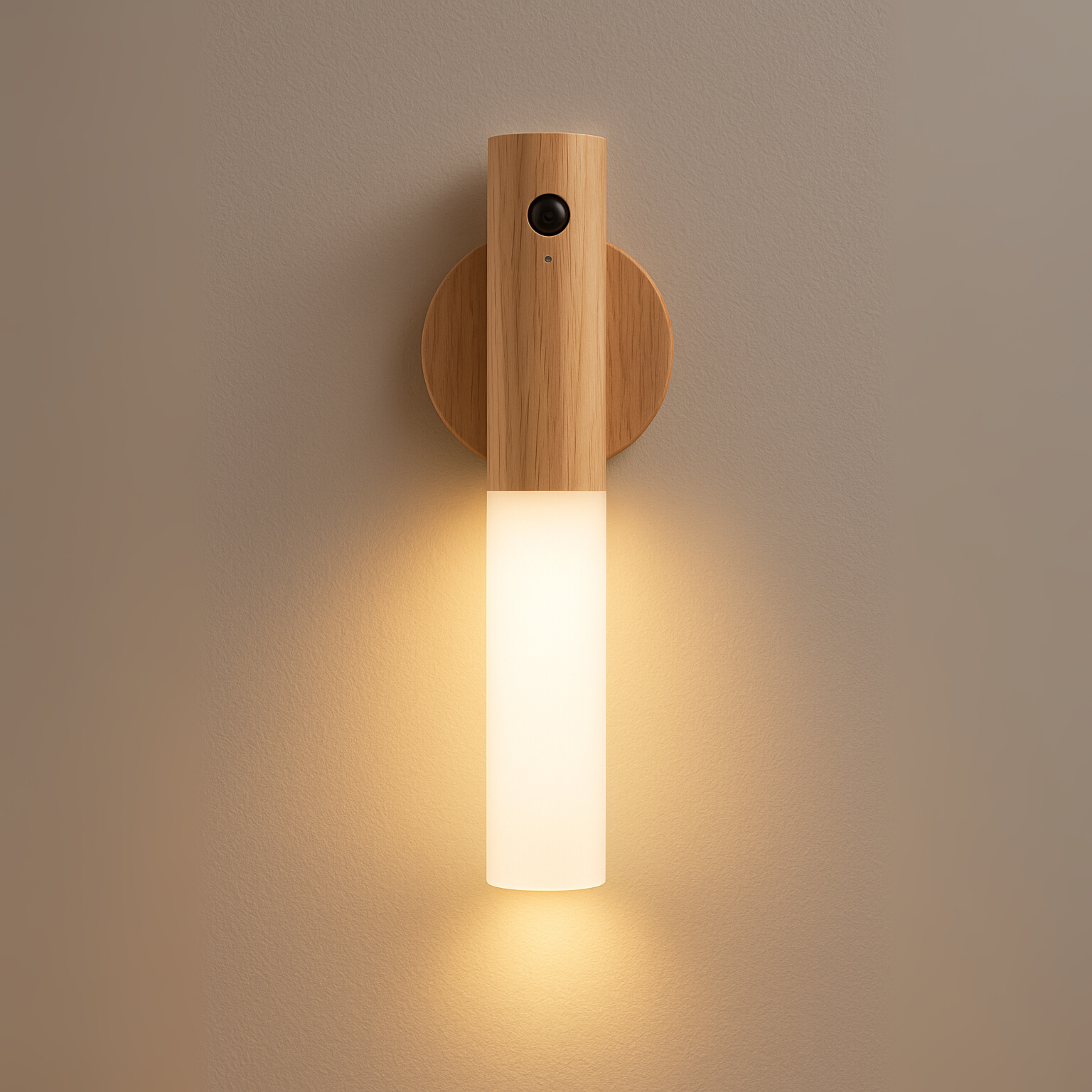 Luminária de Parede LED com Sensor Inteligente e Base de Madeira para Corredor Armário e Decoração