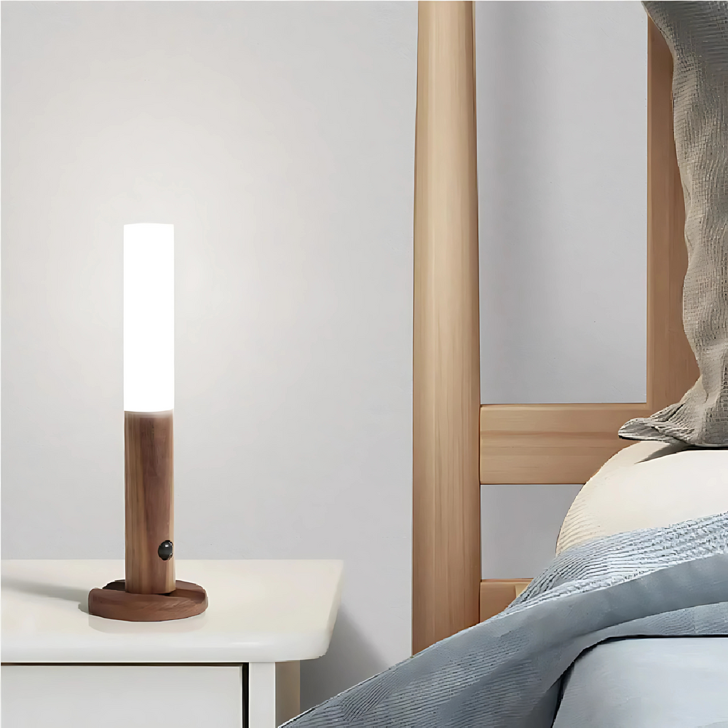 Luminária de Parede LED com Sensor Inteligente e Base de Madeira para Corredor Armário e Decoração