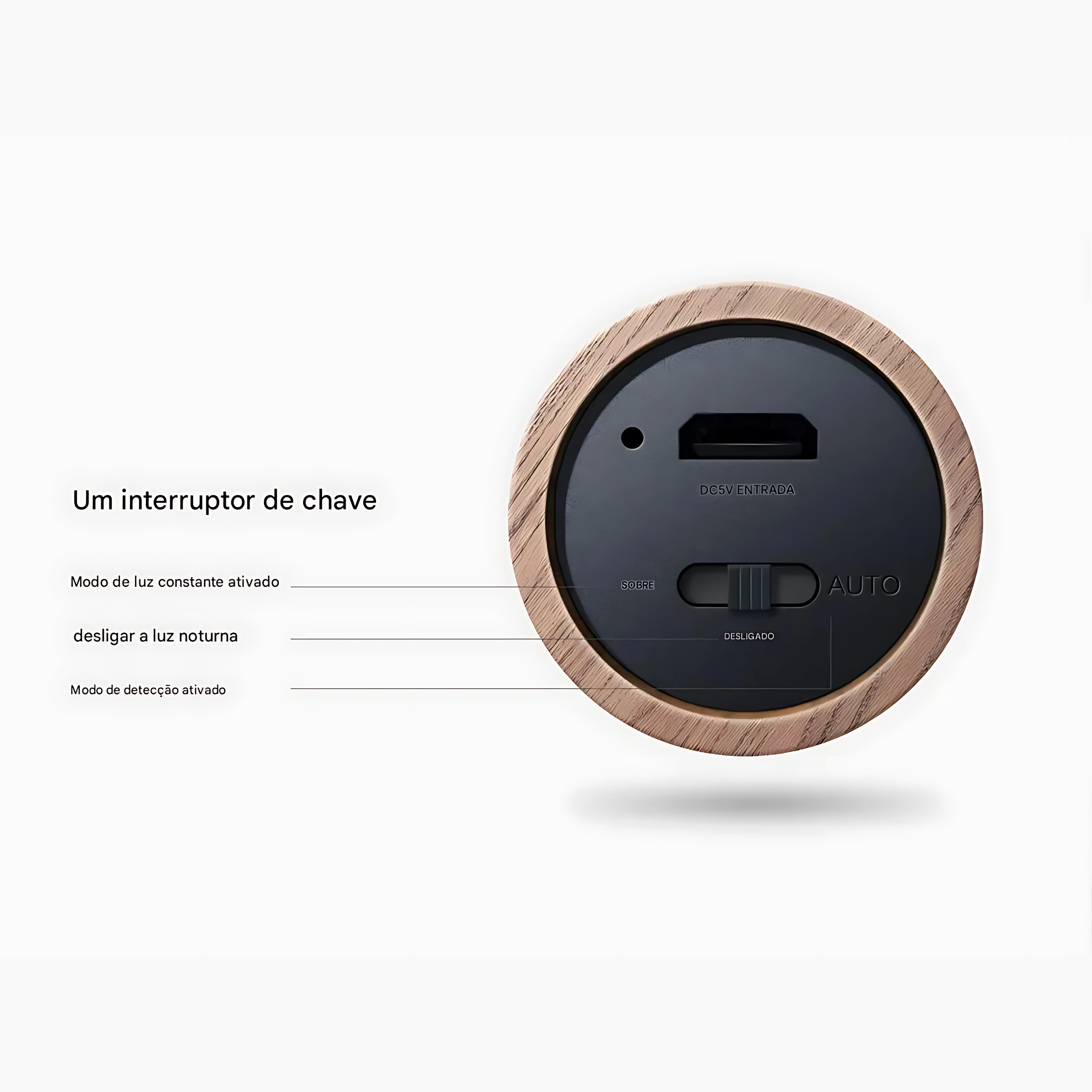 Luminária de Parede LED com Sensor Inteligente e Base de Madeira para Corredor Armário e Decoração