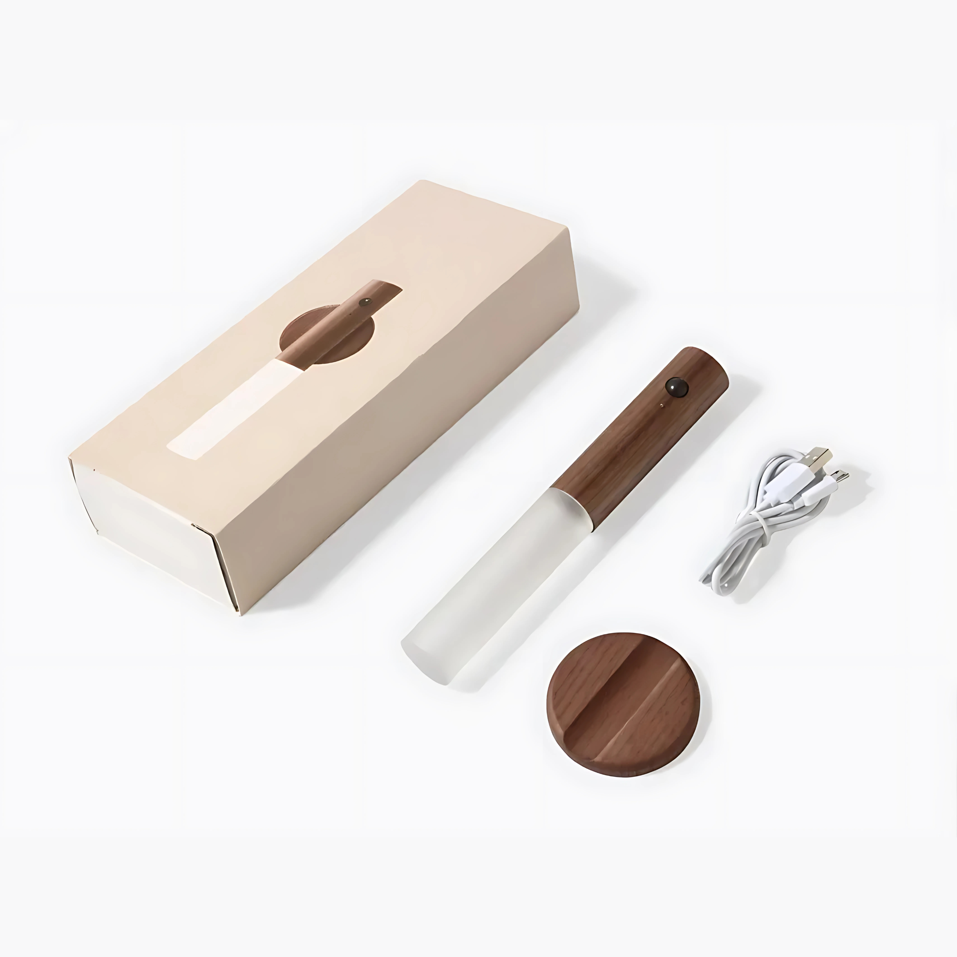 Luminária de Parede LED com Sensor Inteligente e Base de Madeira para Corredor Armário e Decoração