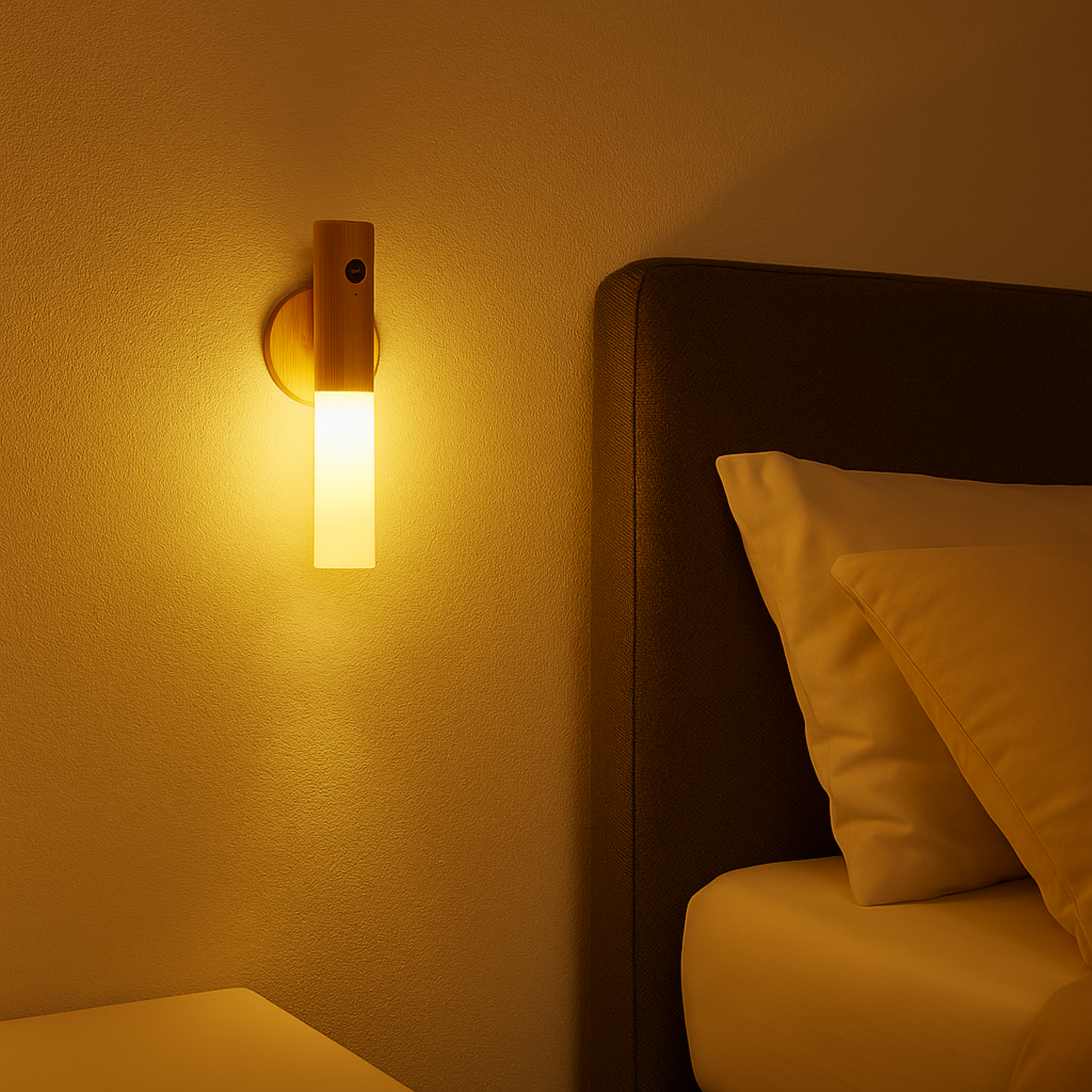 Luminária de Parede LED com Sensor Inteligente e Base de Madeira para Corredor Armário e Decoração