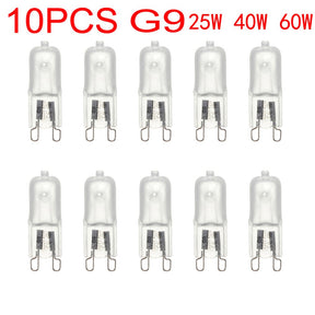 Kit 10 Lâmpadas Halógenas G9 25W a 60W Luz Quente 3000K 230V