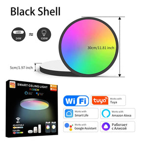 Luminária LED Plafon Inteligente Tuya Wi-Fi 24W 220V RGB com Controle por App Alex