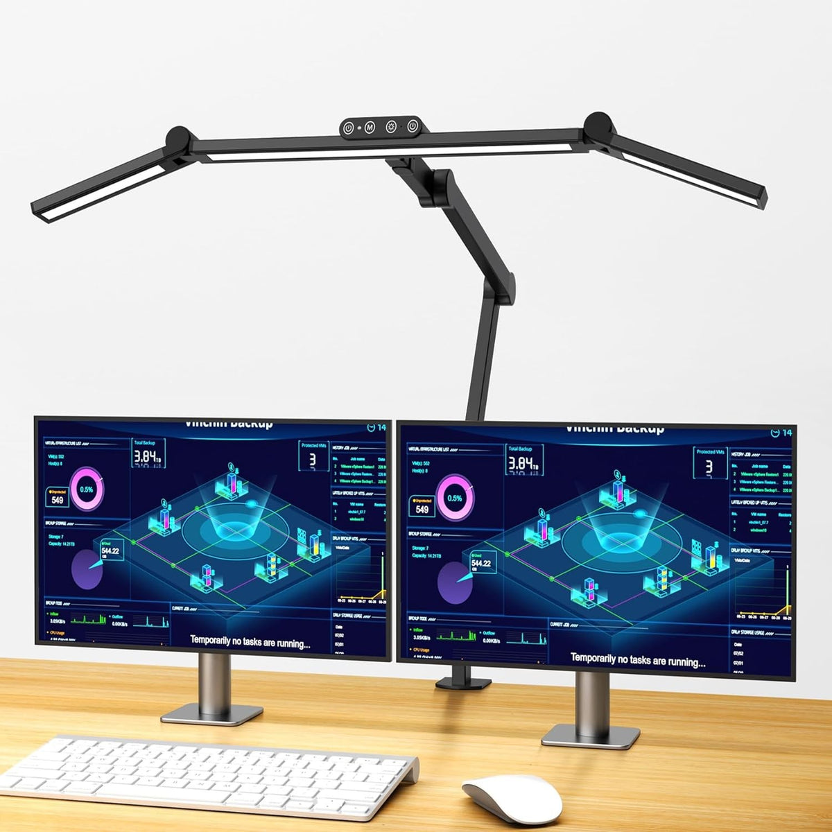 Iluminação suave e confortável com tecnologia LED e barreira antirreflexo, ideal para estudo ou trabalho. Design moderno e elegante.