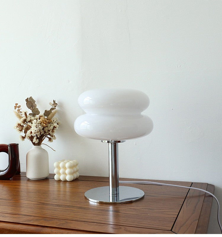 Abajur de Mesa de Vidro Macaron com Ajuste Tri Cromático e Proteção Ocular