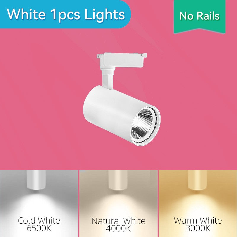 Spot LED para Trilho 220V, Potência de 12W a 40W, Cor Branca, Alta Eficiência COB.