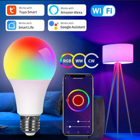 Controle as cores e a iluminação da sua casa com as Lâmpadas LED RGB compatíveis com Tuya Smart WiFi, permitindo personalização e automação via aplicativo.