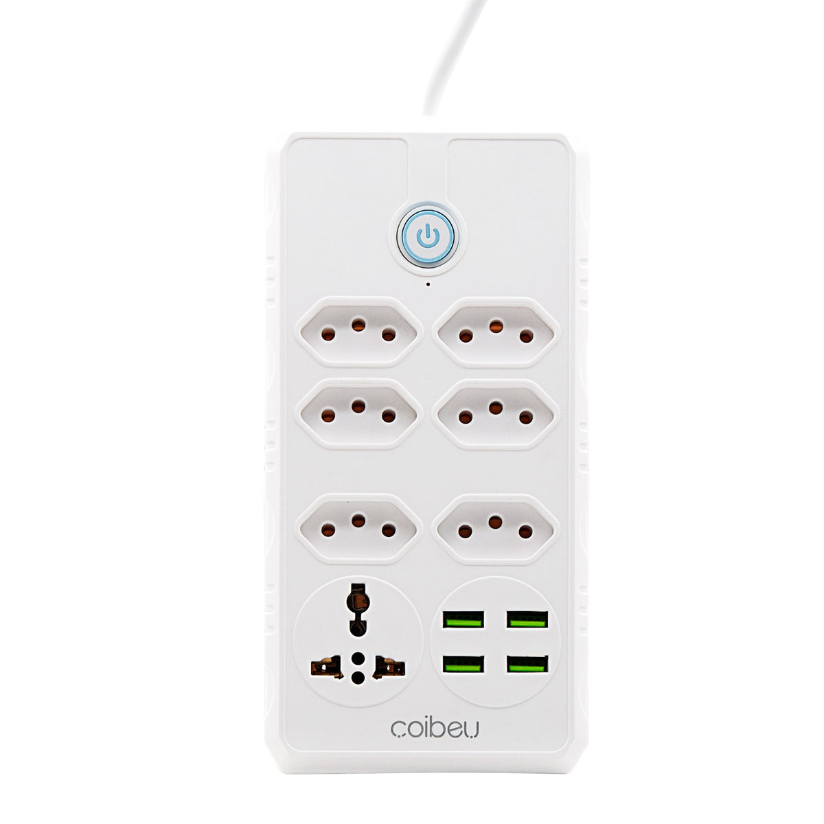 Régua de Tomadas com Extensão 2M, Portas USB Integradas, Compatível com Voltagem 110-220V, Padrão Brasileiro.