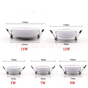 Spot LED Embutido Regulável 5W a 15W Luz AC110V 220V - Branco Quente 3000k