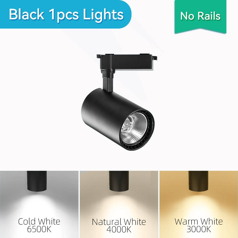 Spot LED para Trilho 220V COB, 12W a 40W, Cor Preto, Iluminação Eficiente e Versátil