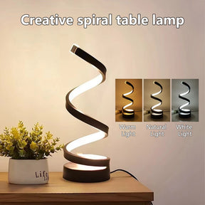 Luminária de Mesa LED Espiral Moderna com 3 Níveis de Brilho Reguláveis
