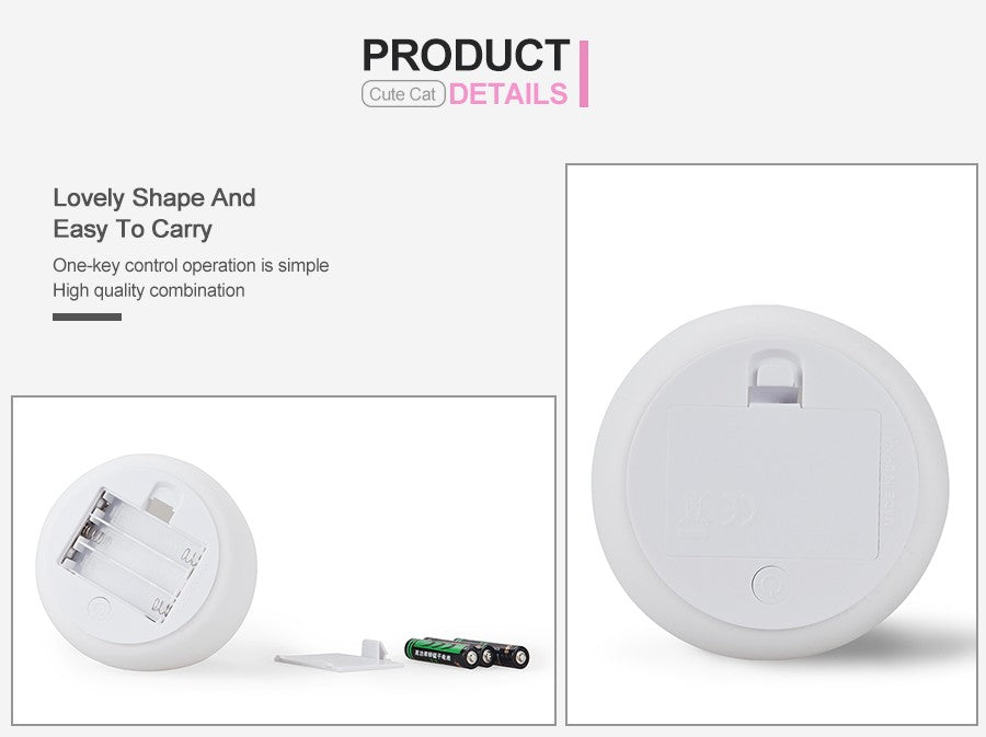 Luminária de Silicone Touch LED Gatinho para Bebês e Crianças - A