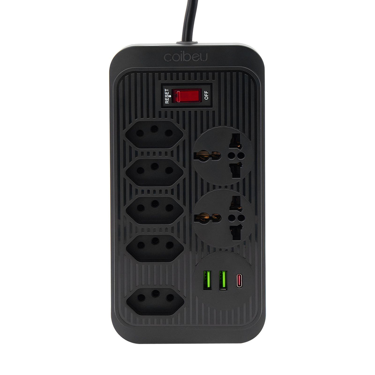 Régua de Tomadas com Extensão 2M, Portas USB, Compatível 110-220V, Padrão Brasil, Ideal para Carregar Dispositivos e Organizar seus Cabos.