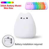 Luminária de Silicone Touch LED Gatinho para Bebês e Crianças - B