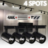 Kit Completo com 4 Spots LED de Trilho 220V na Elegante Cor Preta.
