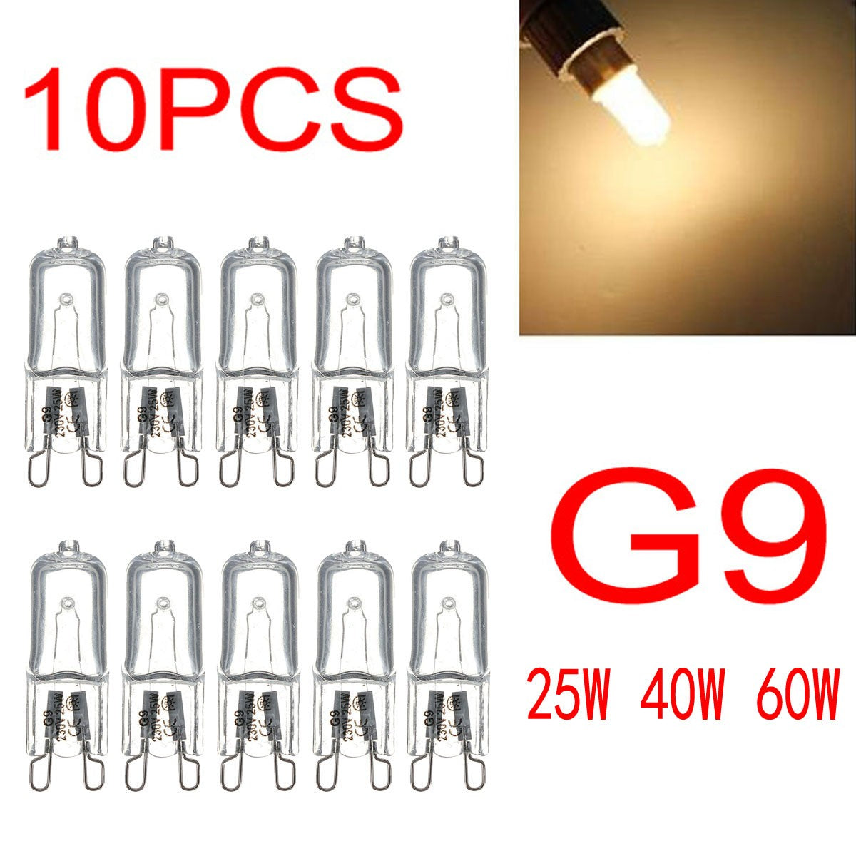 Transforme seus ambientes com o Kit de 10 Lâmpadas Halógenas G9, variando de 25W a 60W. Proporcionando uma luz quente de 3000K, estas lâmpadas são ideais para criar um ambiente acolhedor e confortável. Compatíveis com 230V, elas são perfeitas para substituir suas lâmpadas antigas, garantindo eficiência e durabilidade. Atualize sua iluminação hoje mesmo!
