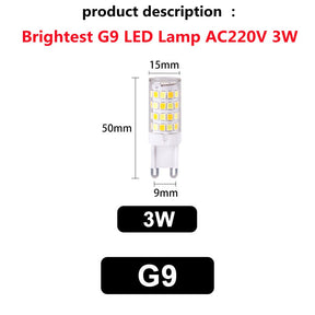 Lâmpada LED G9 Super Brilhante 3W 5W 7W Cerâmica AC220V Luz Quente ou Fria