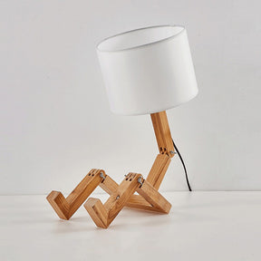 Luminária de Mesa Criativa Robô de Madeira para Leitura e Decoração Moderna