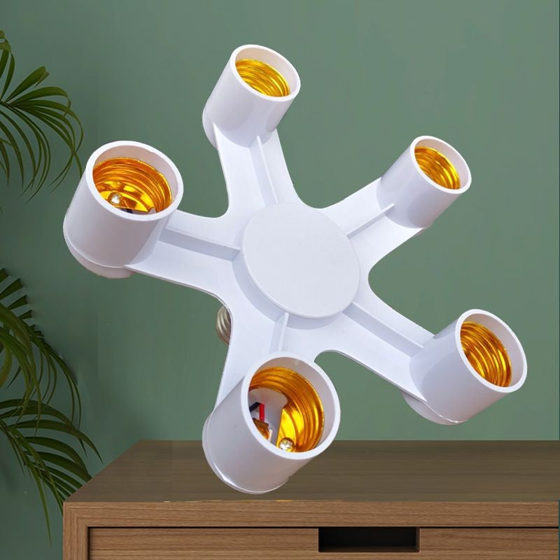 Transforme uma única luminária em um poderoso ponto de luz com o adaptador soquete E27, que suporta até 5 lâmpadas LED E27 simultaneamente. Ideal para aumentar a luminosidade em qualquer ambiente.