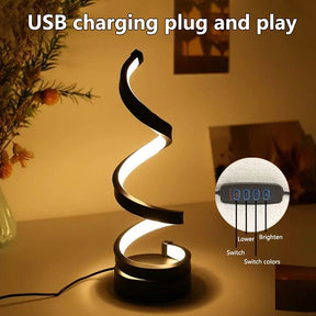 Luminária de Mesa LED Espiral Moderna com 3 Níveis de Brilho Reguláveis
