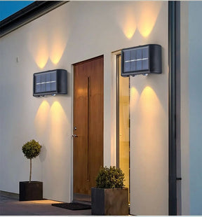 Luminária Solar Automática com 8 LEDs Brancos de Parede à Prova d’Água Para Áreas Externas
