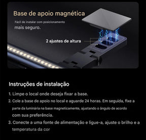 Luminária LED Magnética USB para Computador e Notebook com Luz Protetora Ocular